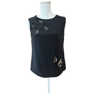 Mayle Black Sleeveless Beaded Embellished Silk Tank Top Women's Size‎ 2